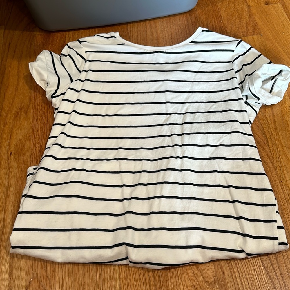 Café society black and cream striped shirt dress
